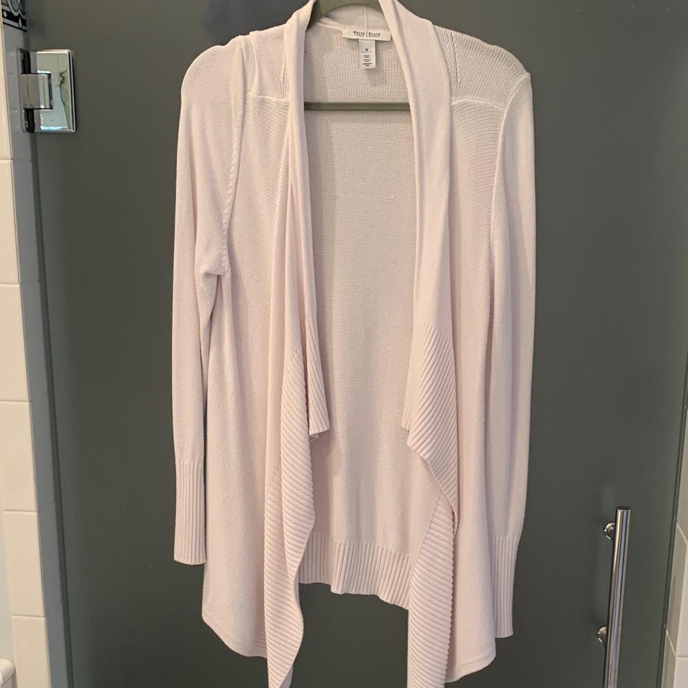 White House black market White Draped Cardigan
